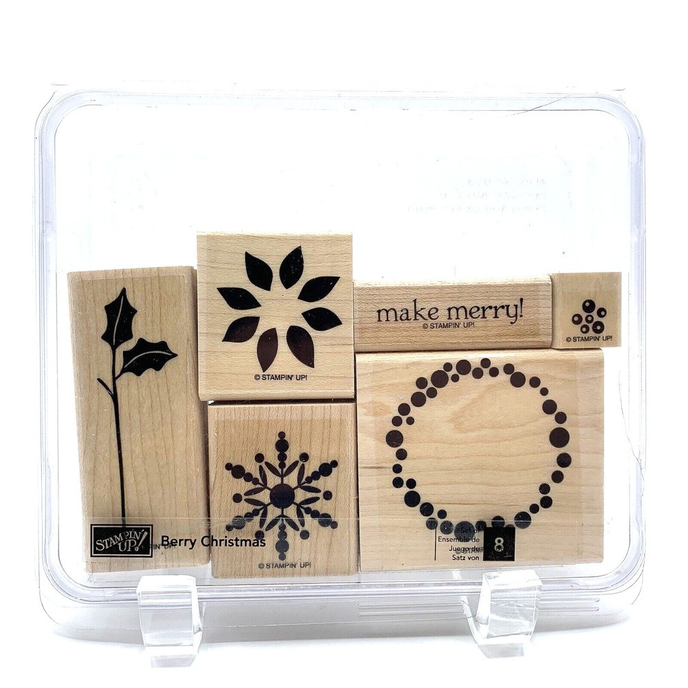 Stampin Up! Berry Christmas Rubber Wood Stamps Set of 6 Made in USA
